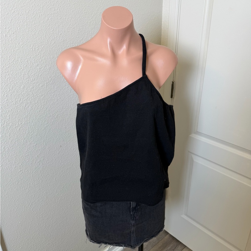 Anthropologie Black One-Shoulder Camisole